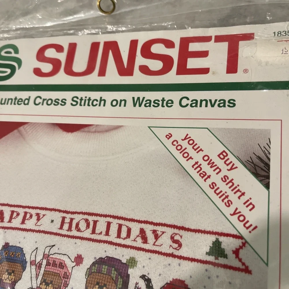 NEW Sunset Counted Cross Stitch Kit 18350 Holiday Snow Bears Complete Christmas